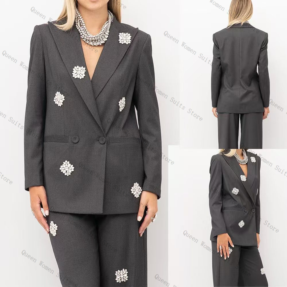 Women'S Formal Wear For Wedding Guest - Grey Women Suit Set 2 Piece