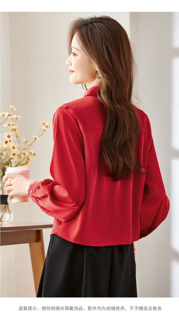 Women Formal Blouses For Evening Wear - Long Sleeve Shirts Womens Cotton Ruffled