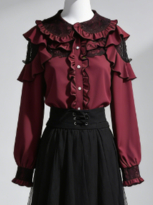 Women Formal Blouses For Evening Wear - Kawaii Harajuku JK Women Bow Lace