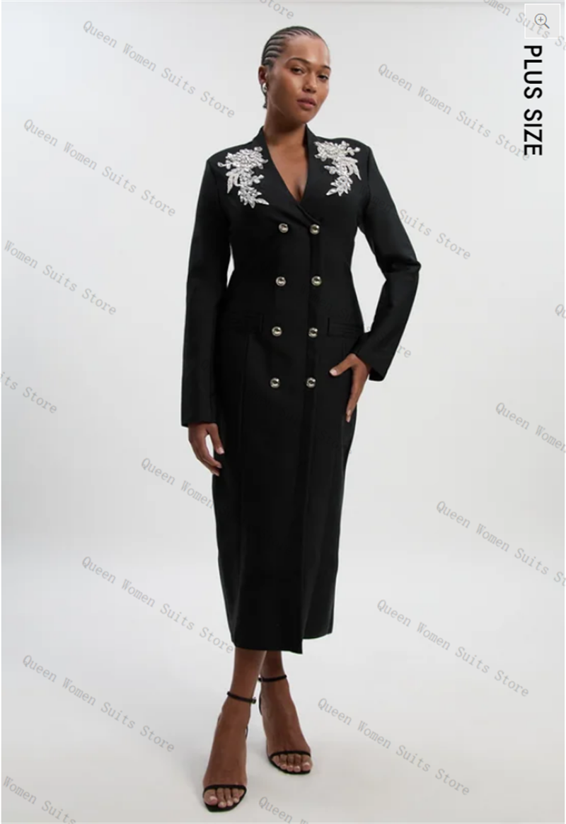 Women'S Formal Wear For Wedding Guest - Black Cotton Women Suit 1 Piece