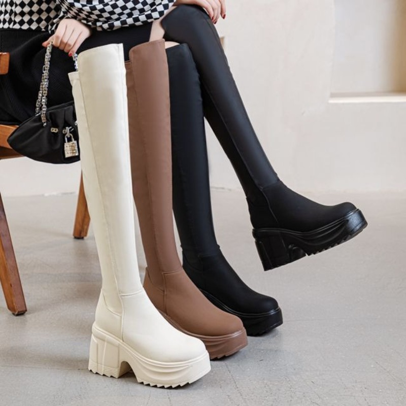 Womens Knee High Thick Sole Wi - Woman Formal Wear ulasan dan harga