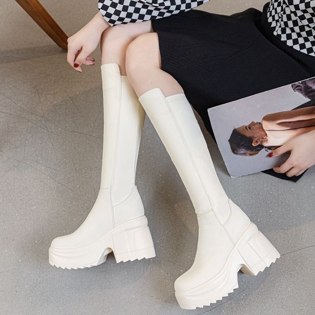 Womens Knee High Thick Sole Wi - Woman Formal Wear ulasan dan harga