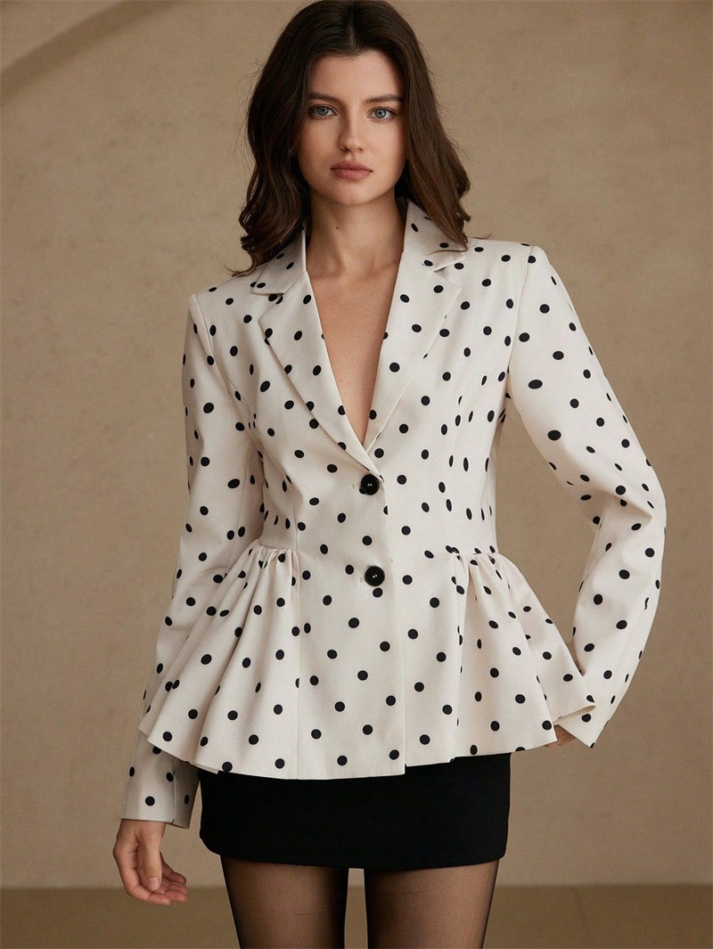 White Black Dot Women Suit Bla - Women Formal Wear Black And White ulasan dan harga