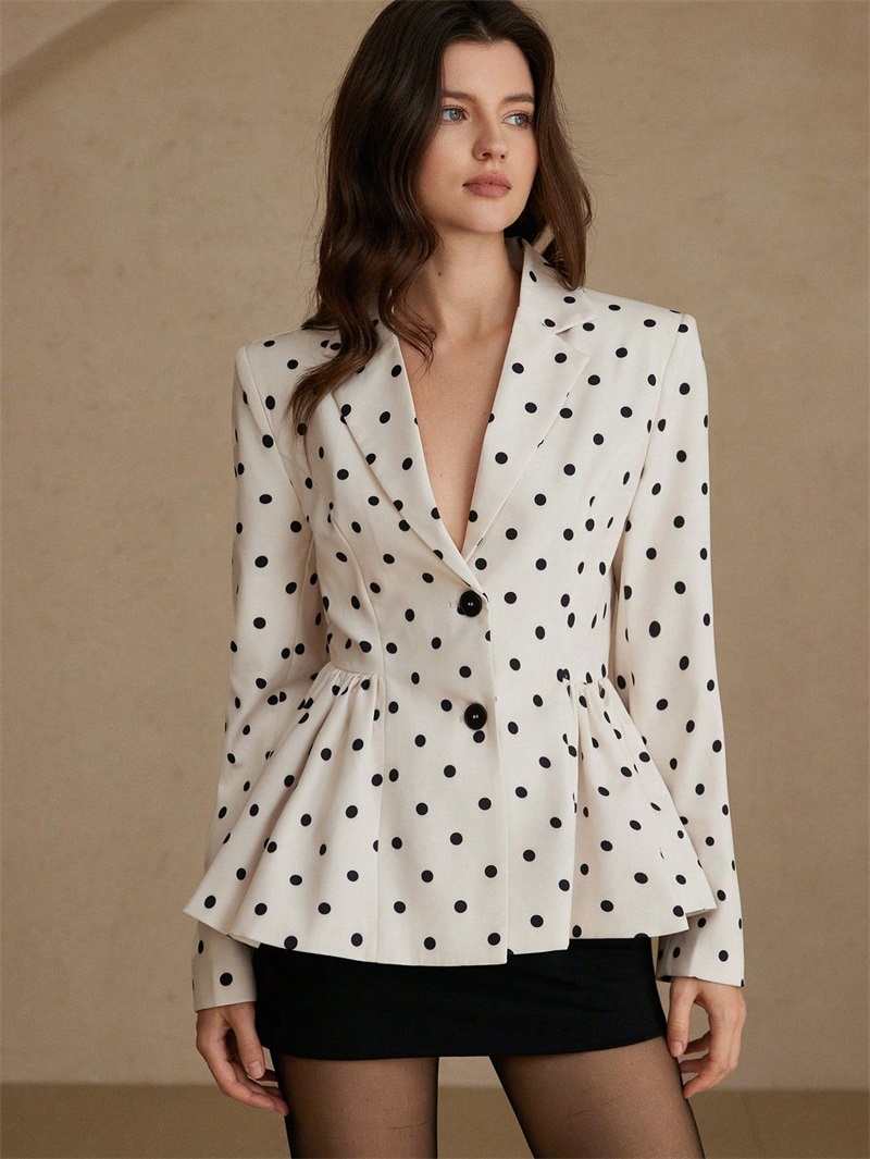 White Black Dot Women Suit Bla - Women Formal Wear Black And White ulasan dan harga