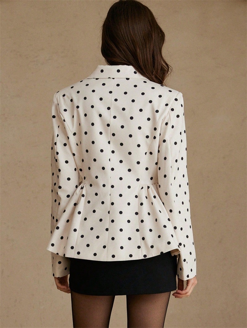 White Black Dot Women Suit Bla - Women Formal Wear Black And White ulasan dan harga