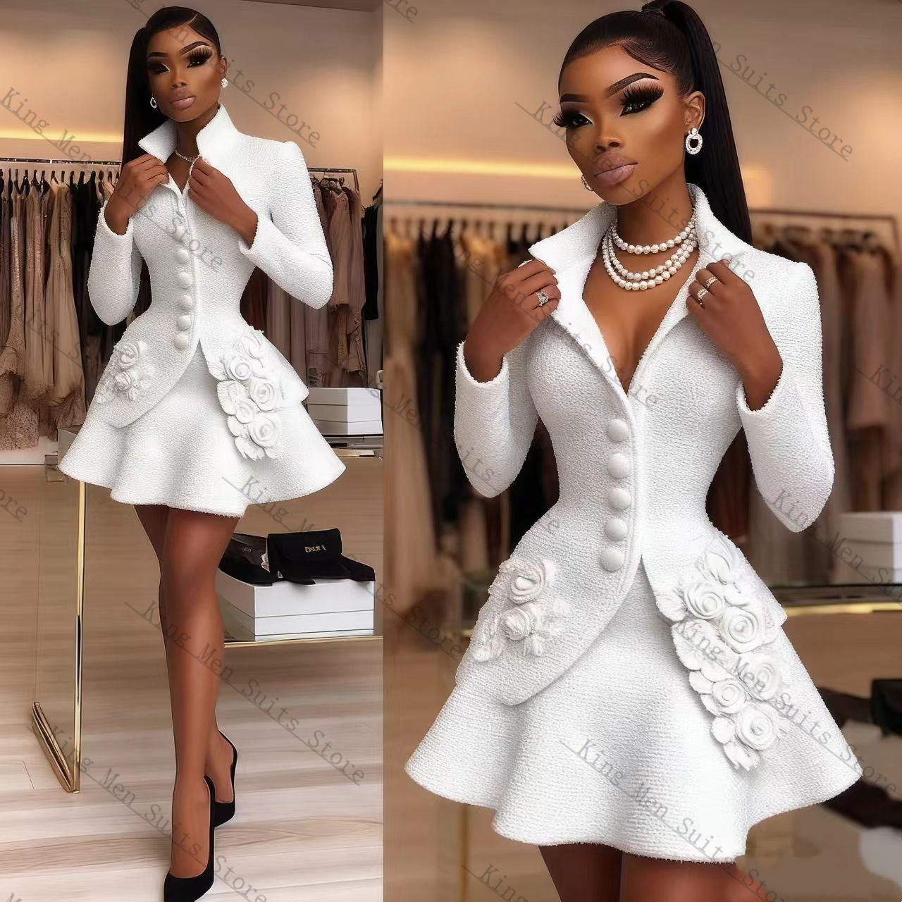 Luxury White Women Suit Set 2  - Women'S Formal Wear For Wedding Guest ulasan dan harga