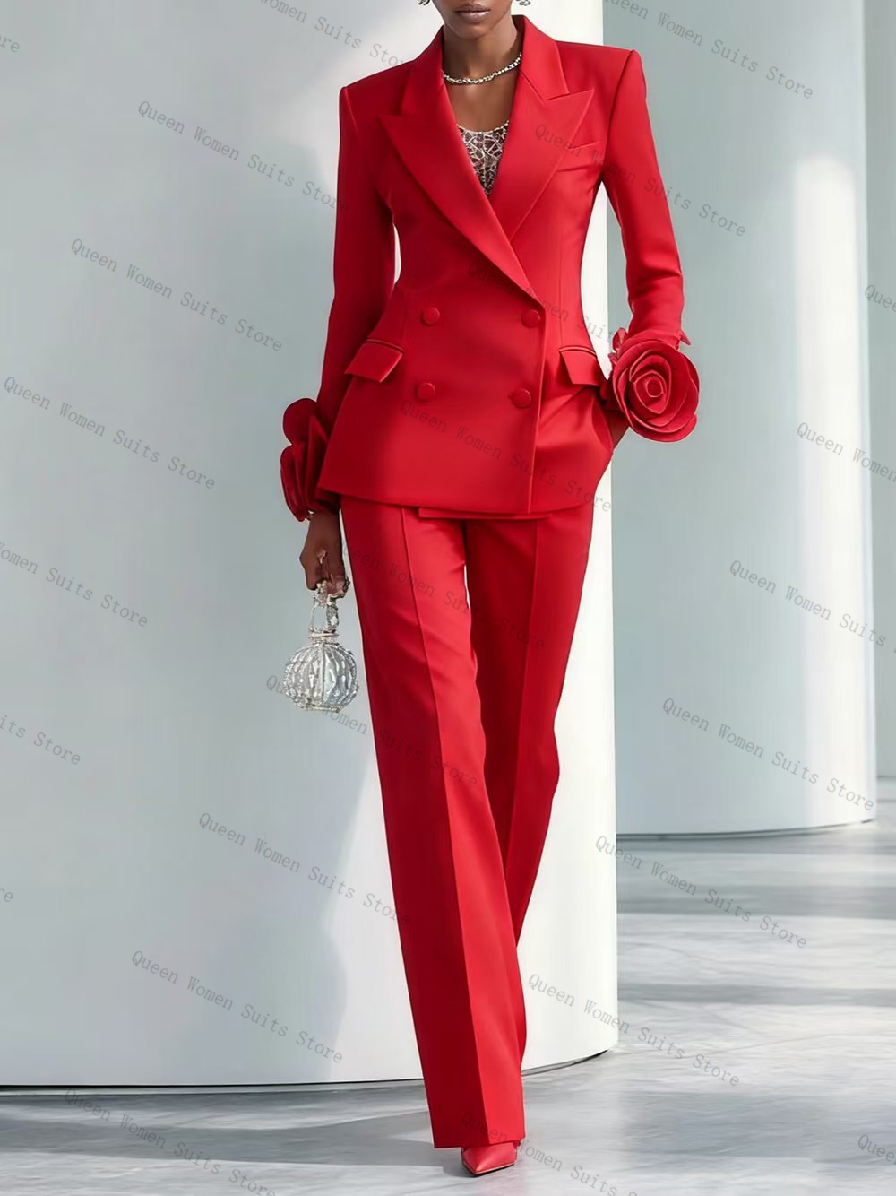 Luxury Red Women Suit Set 2 Pc - Women'S Formal Wear For Wedding Guest ulasan dan harga