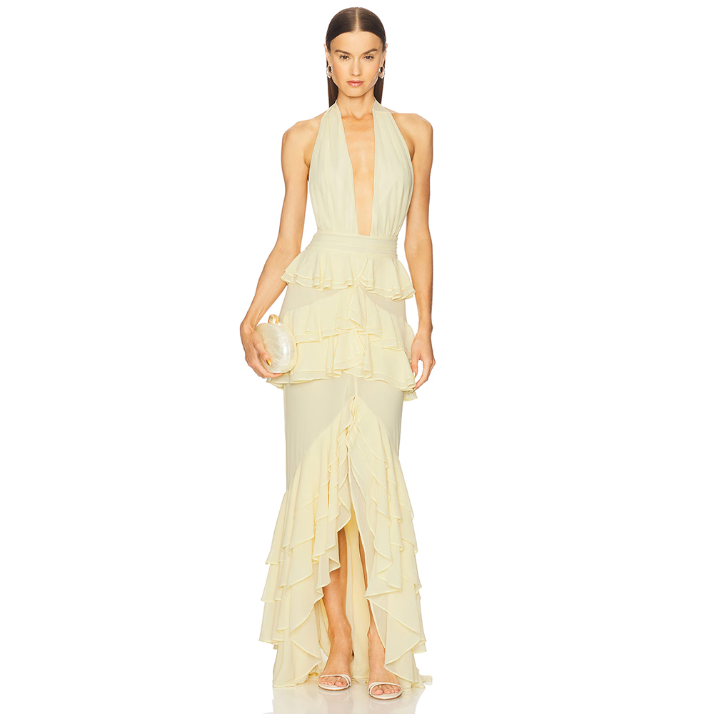 Evening Dresses Deep V Neck Ha - Women'S Formal Wear For Wedding Guest ulasan dan harga