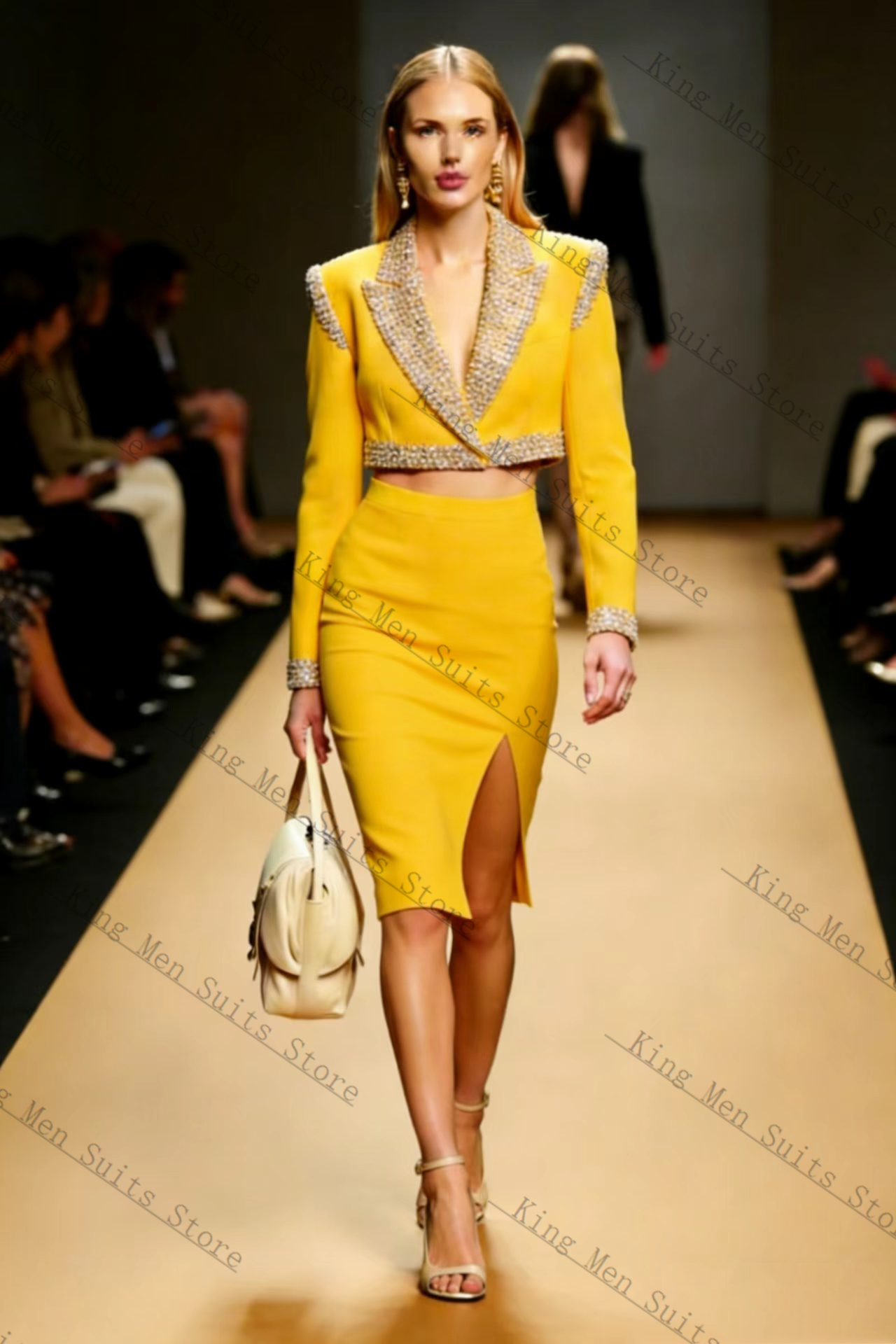 Yellow Crystals Women Suit Ski - Women'S Formal Wear For Wedding Guest ulasan dan harga