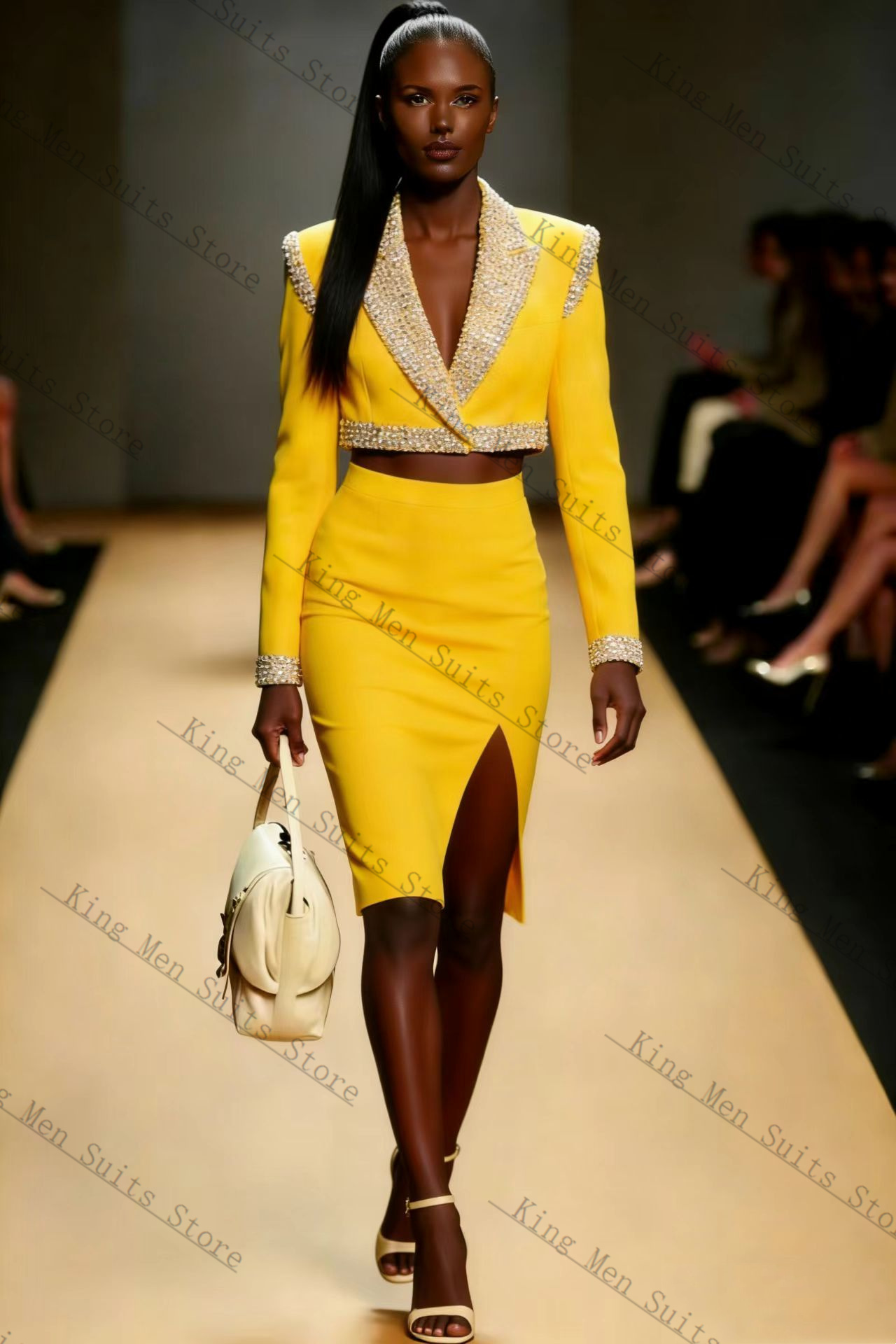 Yellow Crystals Women Suit Ski - Women'S Formal Wear For Wedding Guest ulasan dan harga