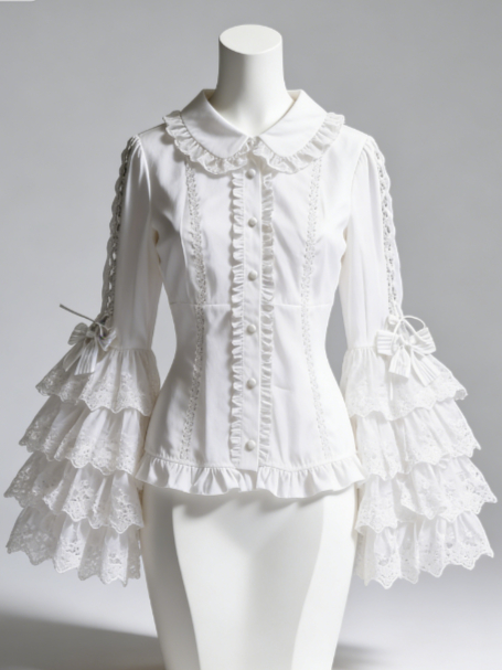 Sweet Lolita Blouse Lace Trim  - Women Formal Blouses For Evening Wear ulasan dan harga