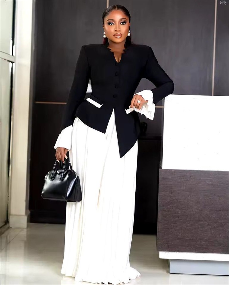 White Black Women Suits Set 2  - Women Formal Wear Black And White ulasan dan harga