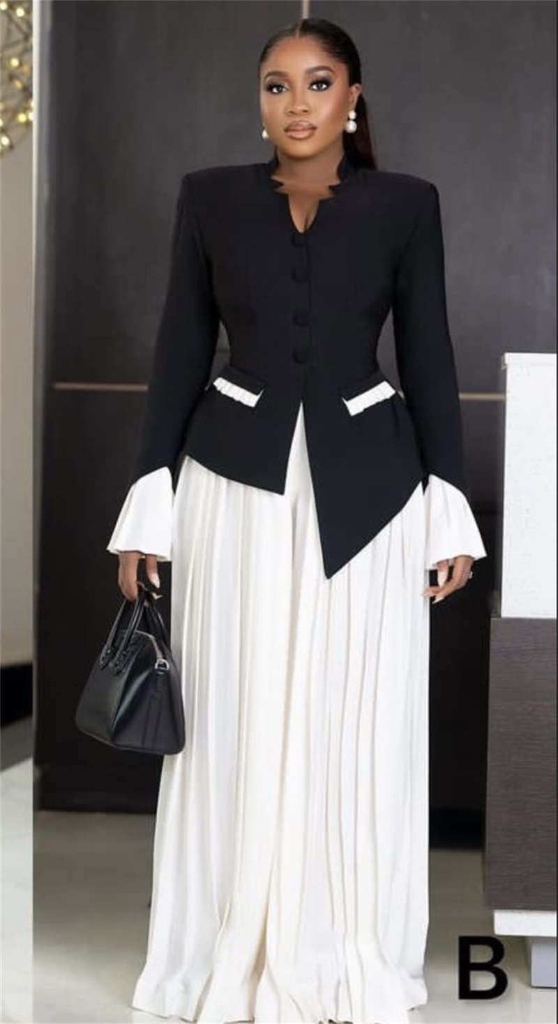 White Black Women Suits Set 2  - Women Formal Wear Black And White ulasan dan harga