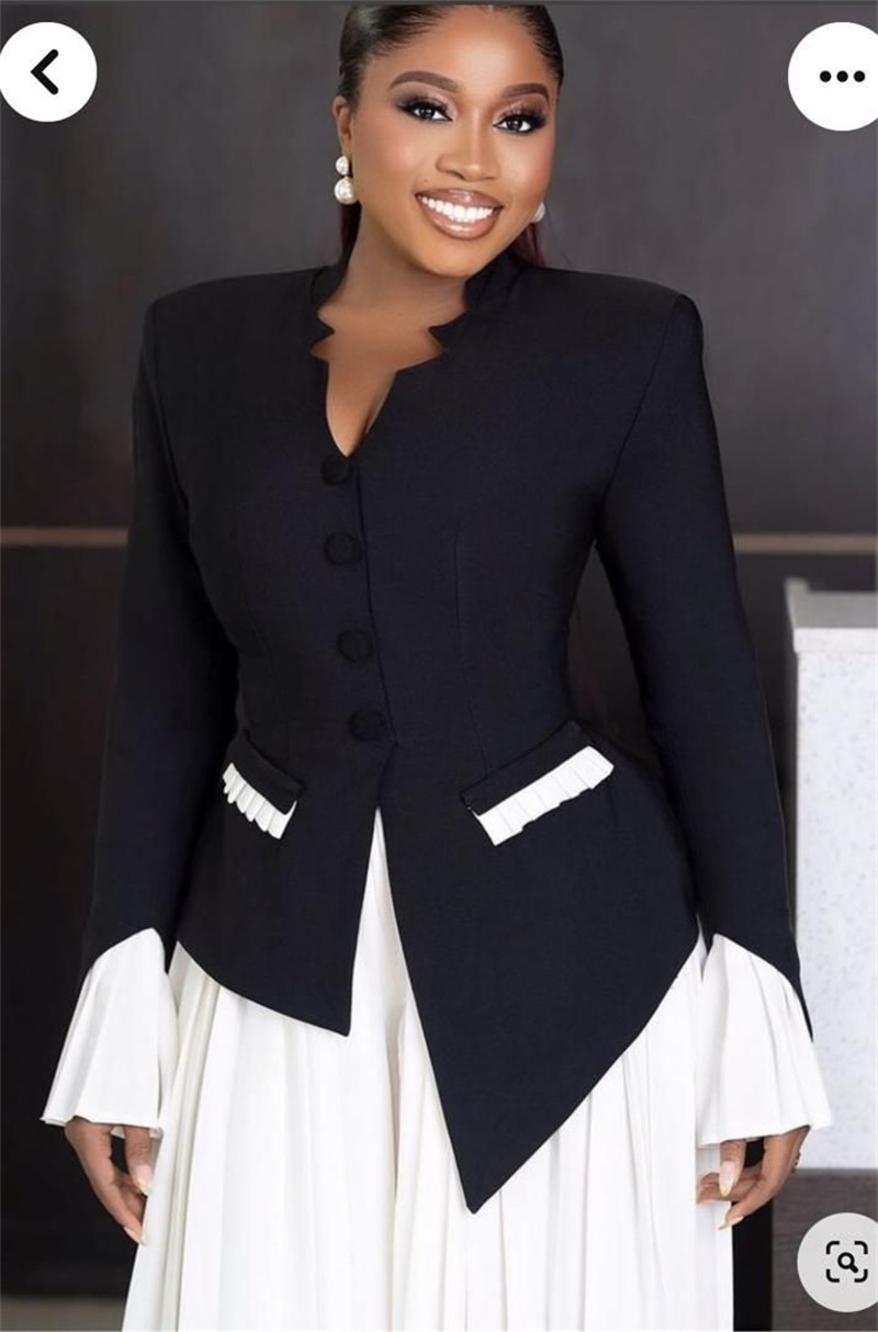 White Black Women Suits Set 2  - Women Formal Wear Black And White ulasan dan harga