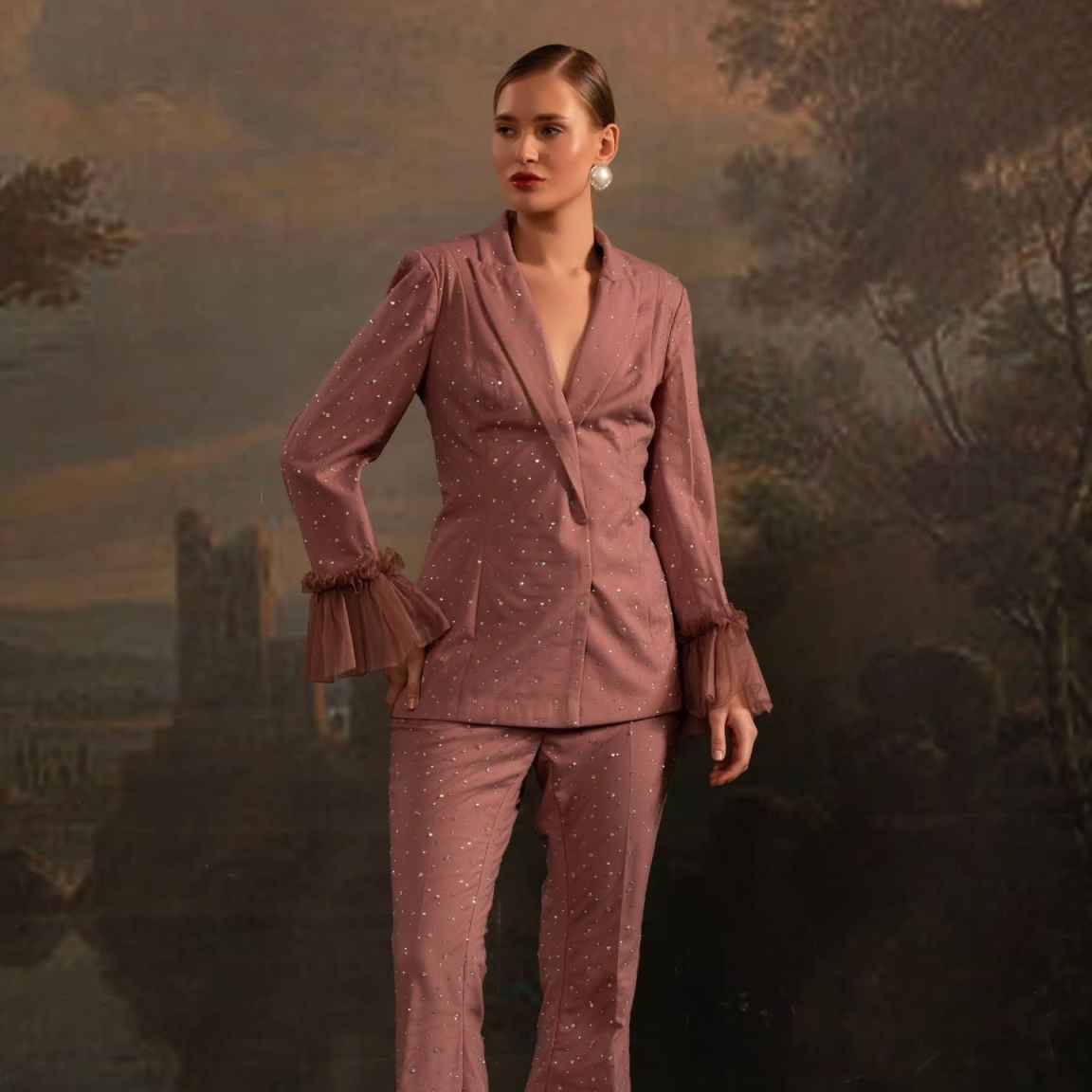 Beads Women Blazer Sets Custom - Women'S Formal Wear For Wedding Guest ulasan dan harga