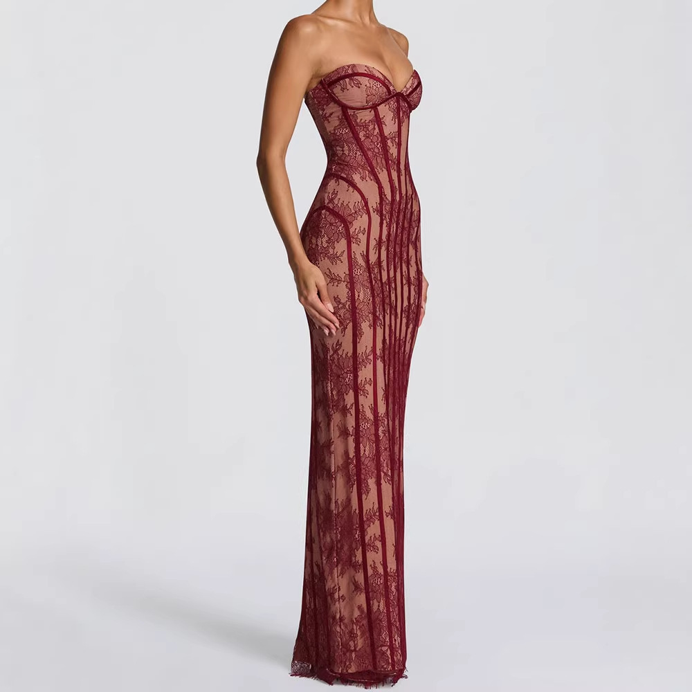 Strapless Bodycon Maxi Dress f - Woman Formal Wear ulasan dan harga